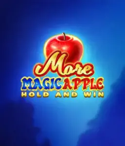 На изображении игрового автомата More Magic Apple от 3 Oaks Gaming, демонстрирующего волшебный лес с яркими символами, включая замки, магические яблоки и любимых сказочных героев. На переднем плане виден логотип игры More Magic Apple, сопровождаемый яркими и запоминающимися графическими элементами, формирующими атмосферу сказочного приключения.